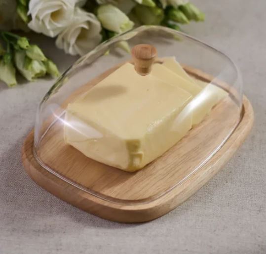 Butter Serving Tray with Lid, Transparent Cheese & Butter Storage Container for Kitchen & Dining