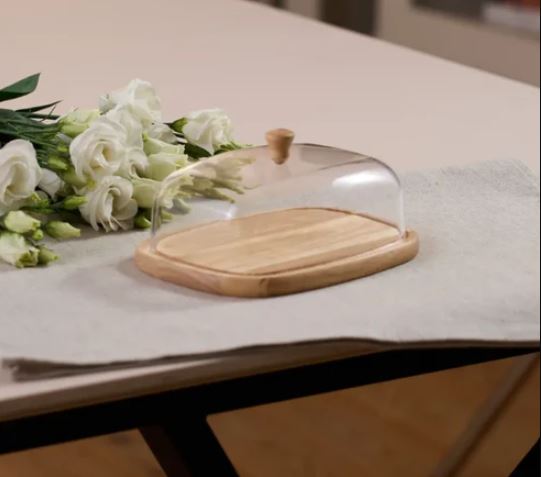 Butter Serving Tray with Lid, Transparent Cheese & Butter Storage Container for Kitchen & Dining