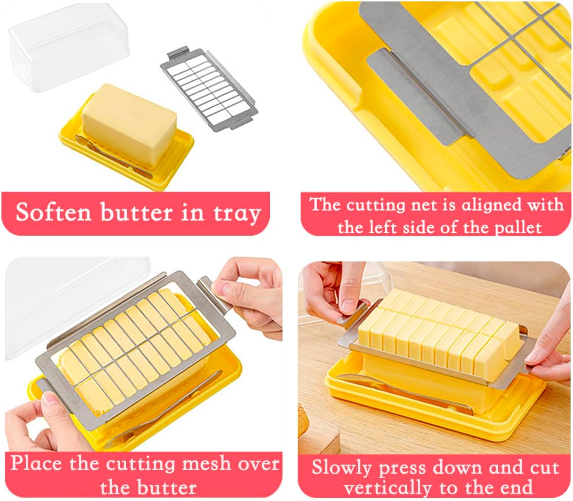 Butter Slicer Container Dish With Lid And Slicer, Butter Stainless Steel Cutter And Keeper Storage for Fridge