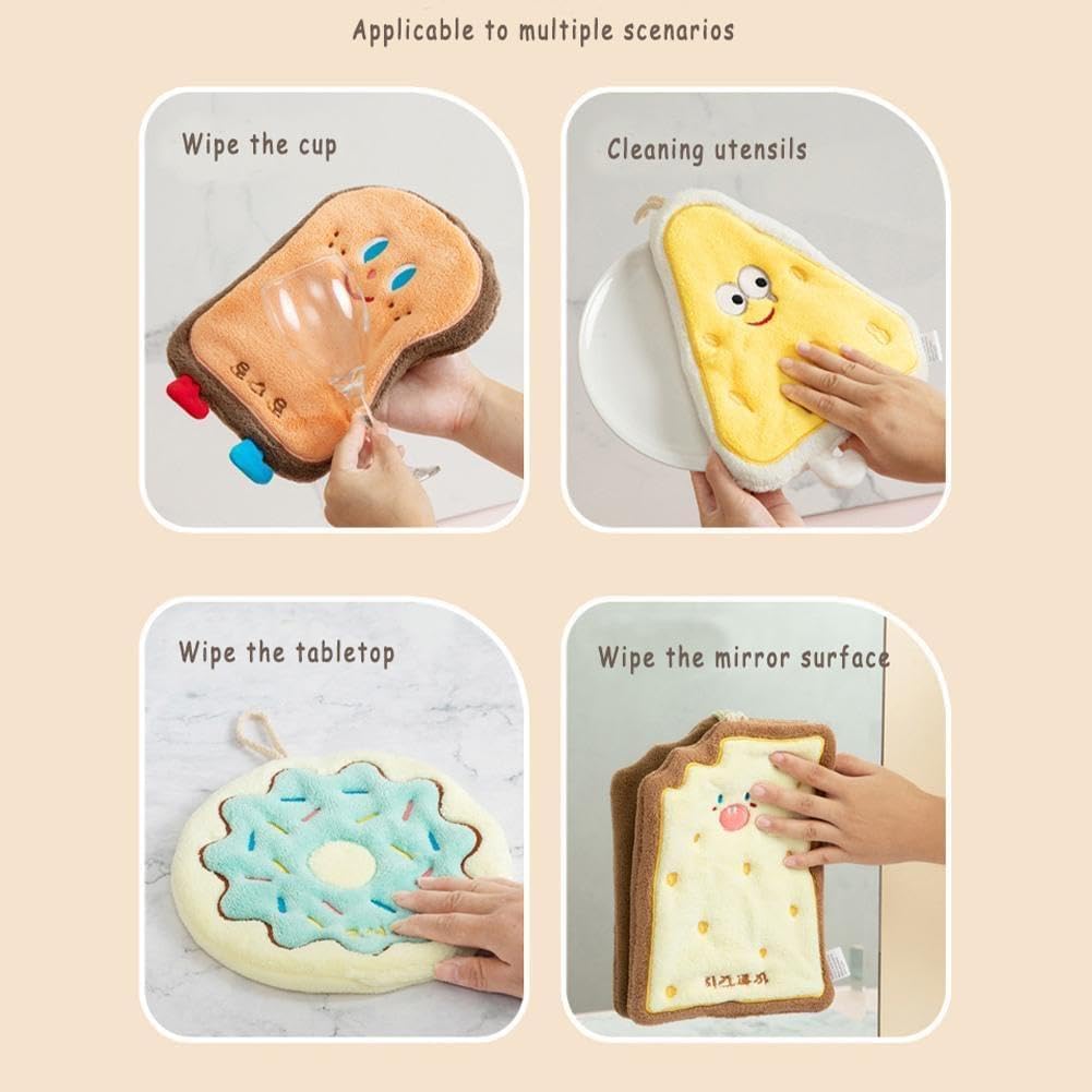1Pc Cute Cartoon Character Hanging Towel, Absorbent Handkerchief Fabulous Cleaning for Step and Hand Puff