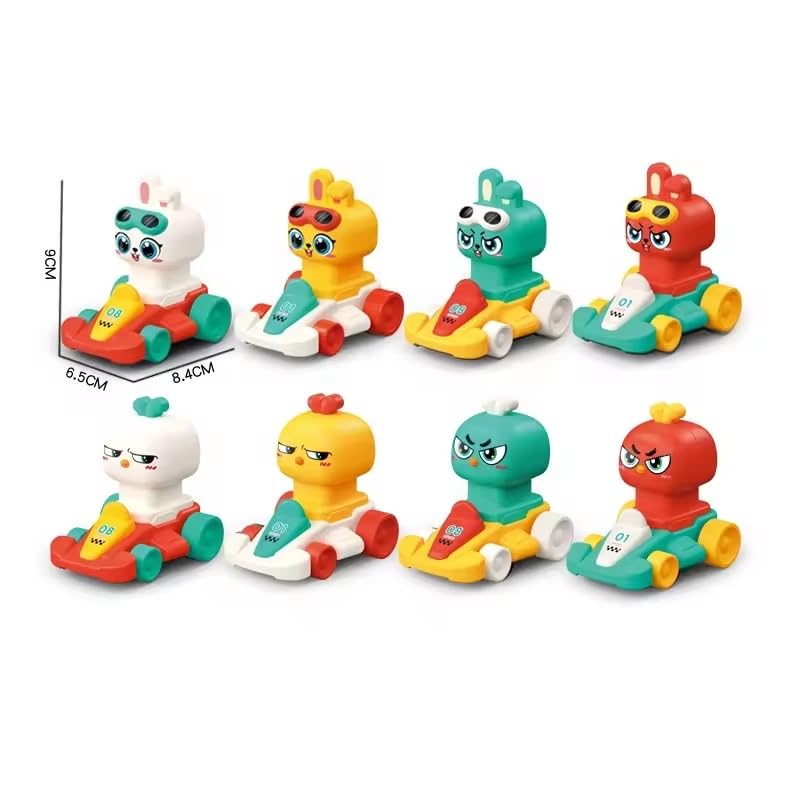 (Pack of 2) Cartoon Chicken Rabbit Inertia Press go-Kart Mini Sliding Car