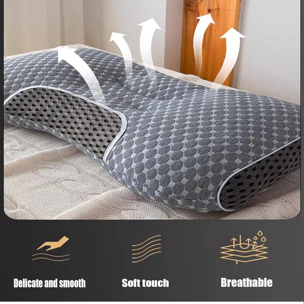 1pc Cervical Memory Pillow, Ergonomic Orthopedic Neck Support Pillow