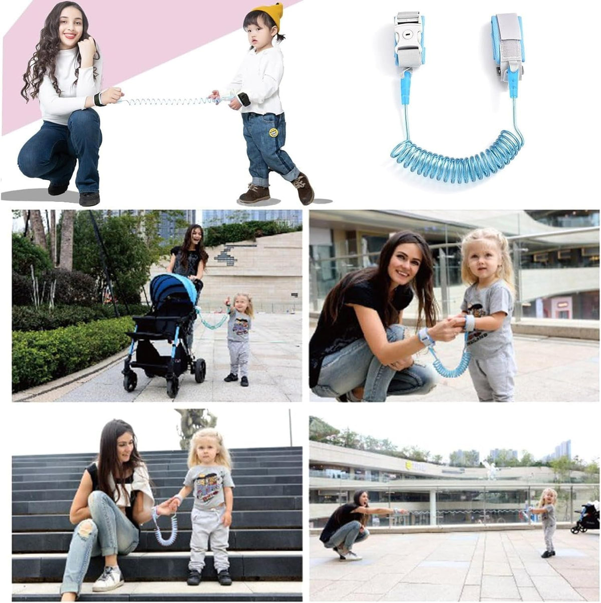 Child Safety Wristband with 360° Rotating Cuff - Secure & Comfortable Anti-Lost Wrist Link for Toddlers
