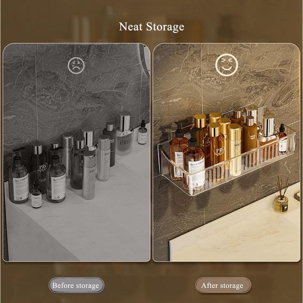 1Pc Clear Acrylic Bathroom Shelves for Skincare and Cosmetics Storage