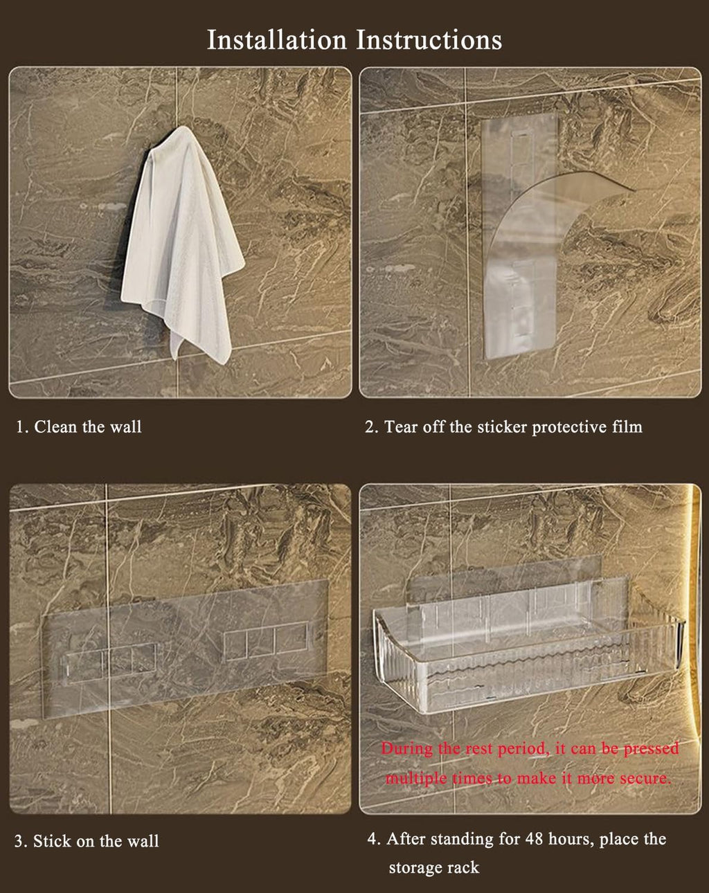 1Pc Clear Acrylic Bathroom Shelves for Skincare and Cosmetics Storage