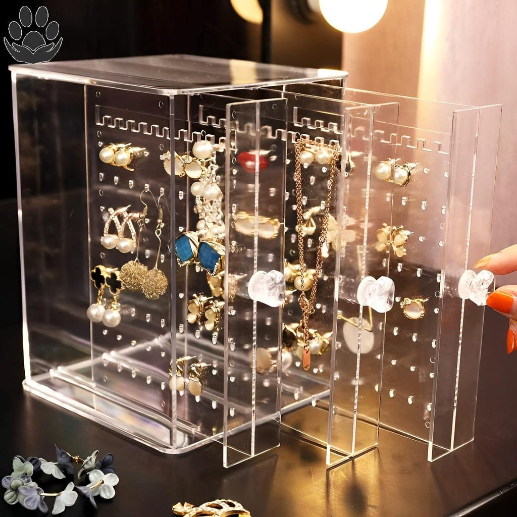 Clear Acrylic Jewelry Storage Box, 3 Vertical Drawer Earrings Display Stand Holder