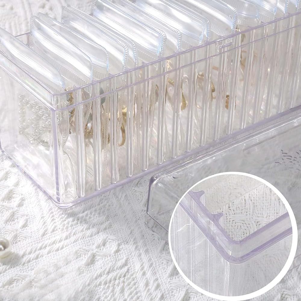 Acrylic Jewelry Box, Clear Jewelry Organizer Holder with 20 Portable Anti Tarnish Jewelry Bags for Earrings/Rings/Necklaces/Bracelet