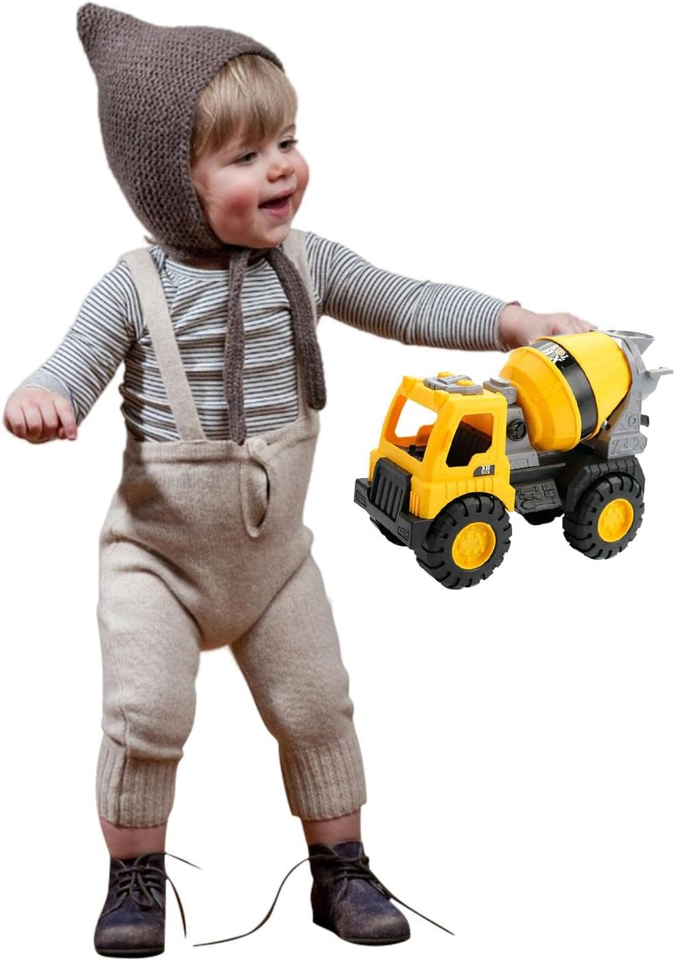 Construction Truck Toy, Free-Wheeling Inertia Vehicle with Moveable Claw & Lifting Back, Beach and Sand Tractor Toy for Kids