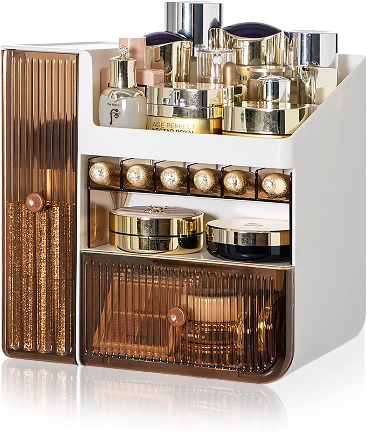 Large Capacity Makeup Organiser Desktop Drawers For Vanity, Cosmetic Desk Organiser Storage Box