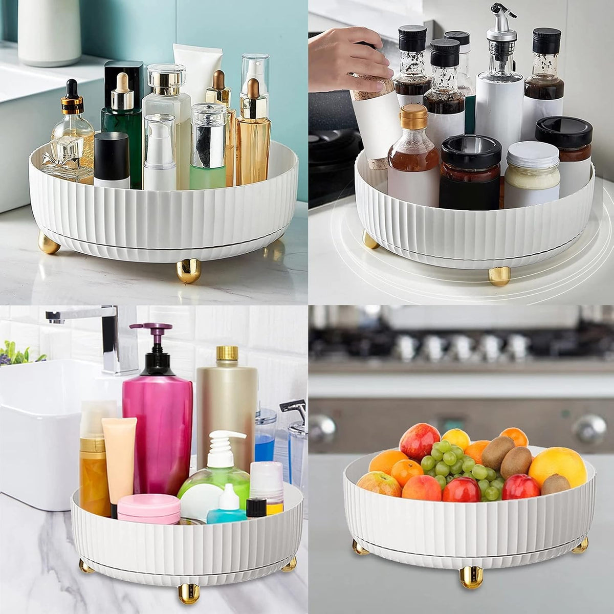 Elegant Rotating Vanity Organizer for Skincare and Cosmetics