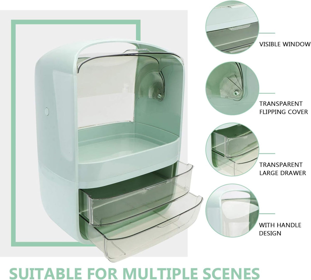 Clear Makeup Organizer Dust-Proof Cosmetic Storage Display Case, Large Capacity Cosmetic Shelf Desktop Organiser