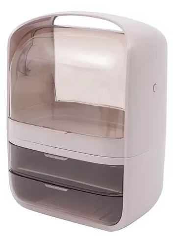 Clear Makeup Organizer Dust-Proof Cosmetic Storage Display Case, Large Capacity Cosmetic Shelf Desktop Organiser