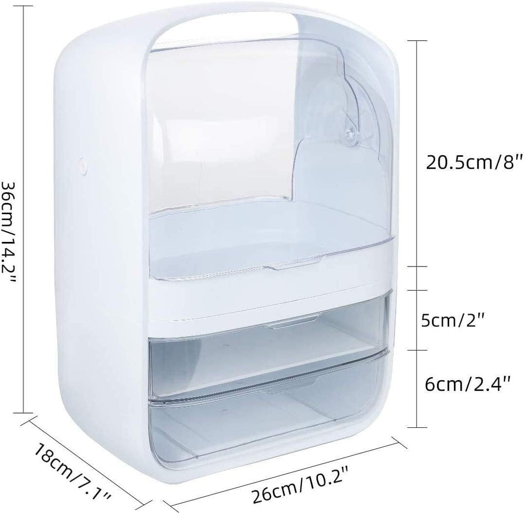 Clear Makeup Organizer Dust-Proof Cosmetic Storage Display Case, Large Capacity Cosmetic Shelf Desktop Organiser