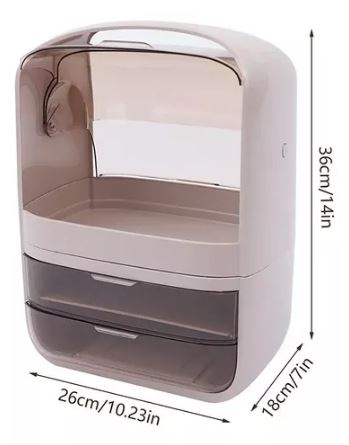 Clear Makeup Organizer Dust-Proof Cosmetic Storage Display Case, Large Capacity Cosmetic Shelf Desktop Organiser