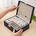 Double-Layer Large Creative Jewelry Box for Women Girls, Lockable PU Leather Storage Case