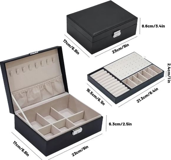 Double-Layer Large Creative Jewelry Box for Women Girls, Lockable PU Leather Storage Case
