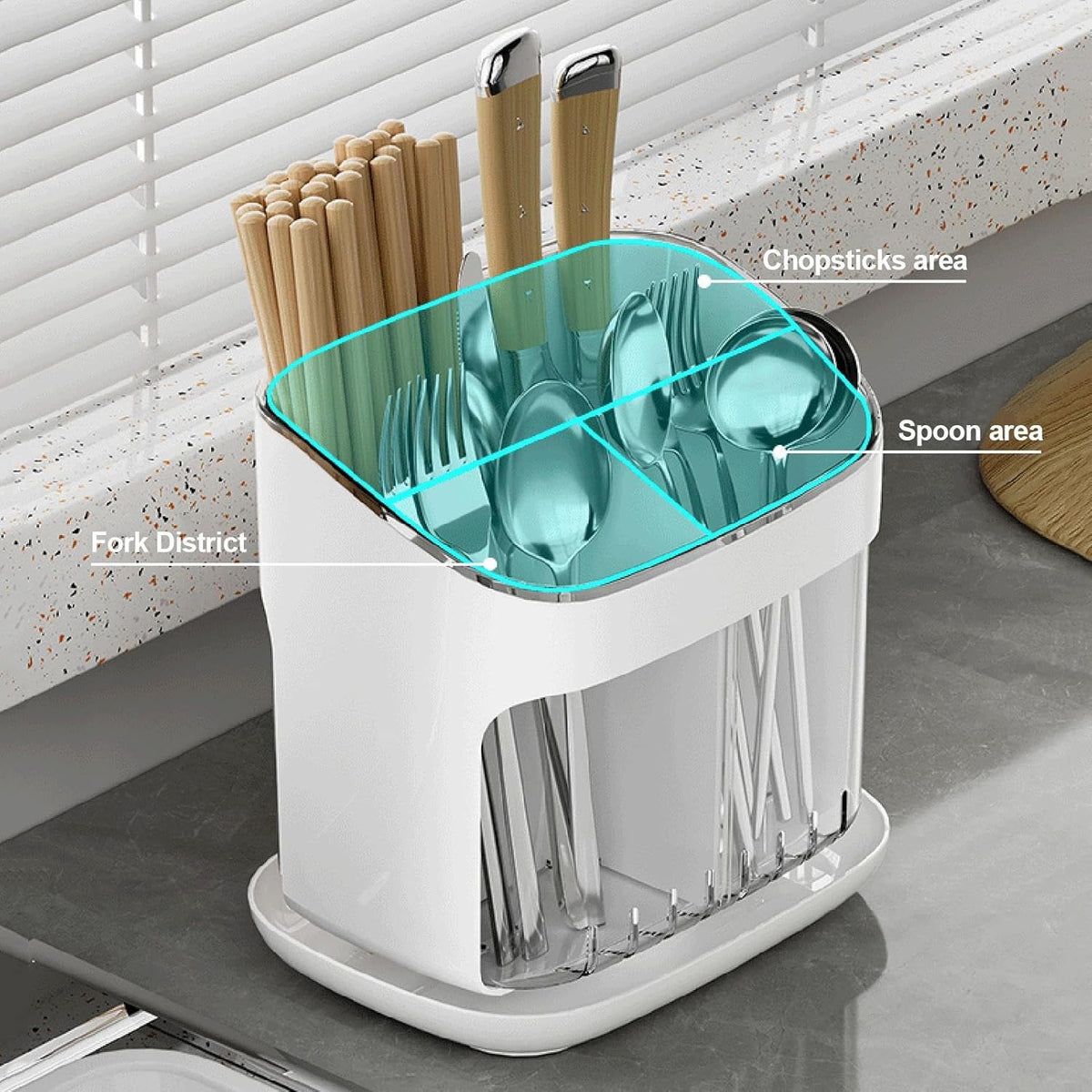 Cutlery Rack Stand, Kitchen Cutlery Holder, Utensil Holder with Large Capacity, Kitchen Utensils Organizer, Dishwasher Chopstick Basket, Tableware Holder Box for Home Decor