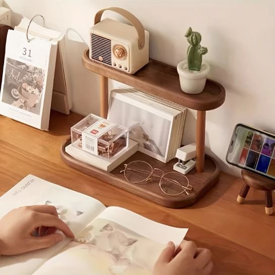 Desktop Storage Rack, Multifunctional Two-Story Desktop Storage Rack, Desk & Drawer Organizer for Home Storage