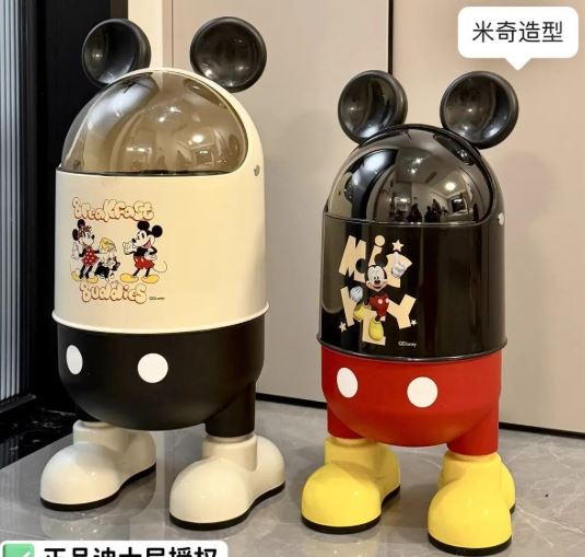 Disney Mickey Cute Trash Can Kitchen Storage Specialty Office Portable Paper Bin