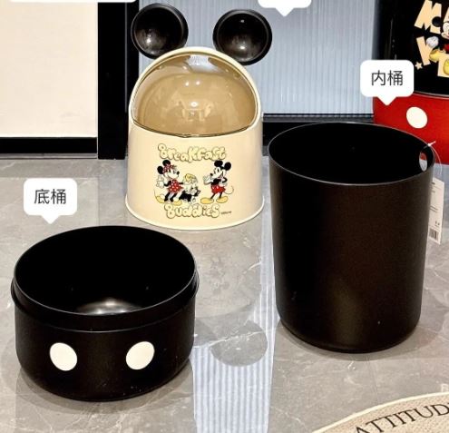 Disney Mickey Cute Trash Can Kitchen Storage Specialty Office Portable Paper Bin