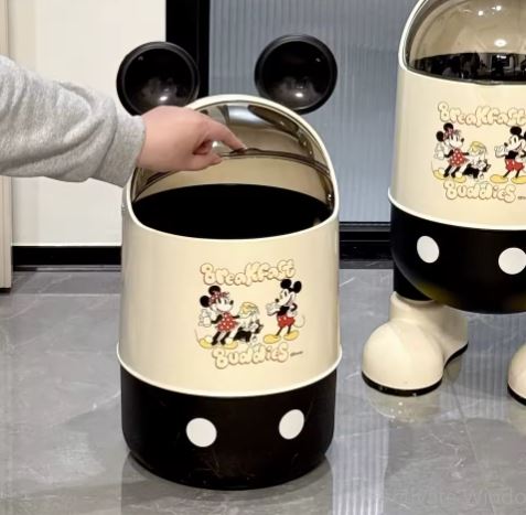 Disney Mickey Cute Trash Can Kitchen Storage Specialty Office Portable Paper Bin