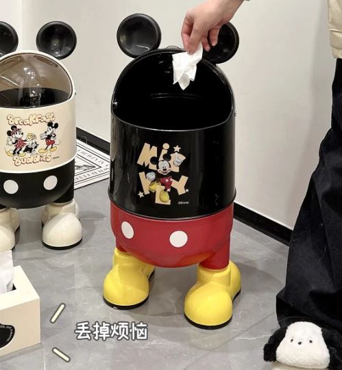 Disney Mickey Cute Trash Can Kitchen Storage Specialty Office Portable Paper Bin