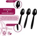 Disposable Plastic Rice Dinner Lunch Meal Spoons Black - Pack of 50 Spoons - 7 Inches
