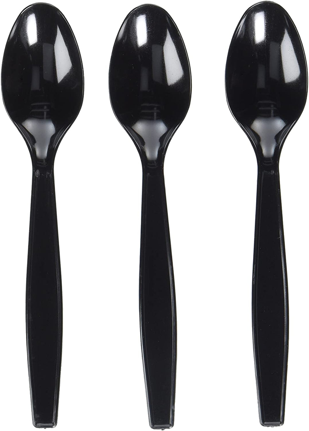 Disposable Plastic Rice Dinner Lunch Meal Spoons Black - Pack of 50 Spoons - 7 Inches