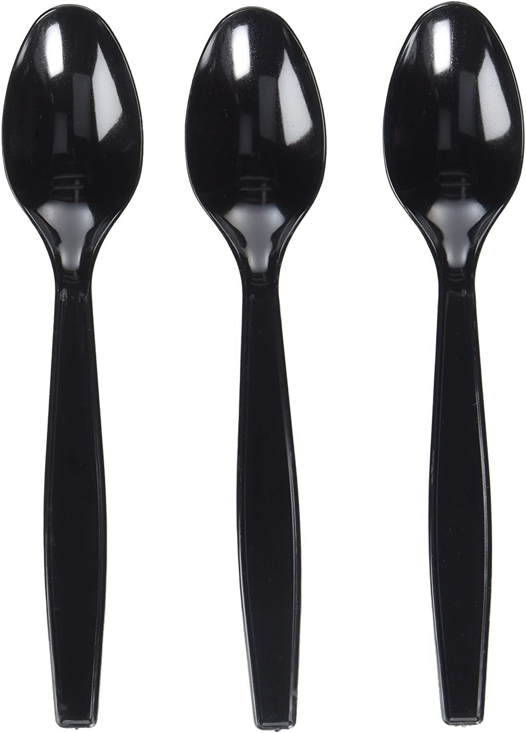 Disposable Plastic Rice Dinner Lunch Meal Spoons Black - Pack of 50 Spoons - 7 Inches