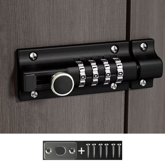 Door Latch Lock, Gate Locks For Outdoor Fence, 4 Digit Combination Bolt Lock, Outdoor Keyless Gate Lock
