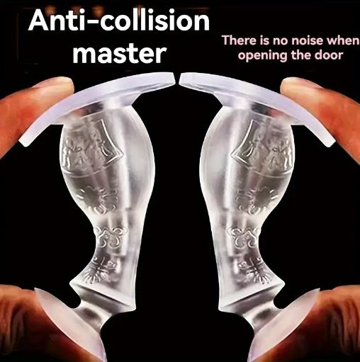 (Pack of 2) Wall-Mounted, Soundproof & Damage-Free, No-Drill Silent Door Stopper with Rubber Base