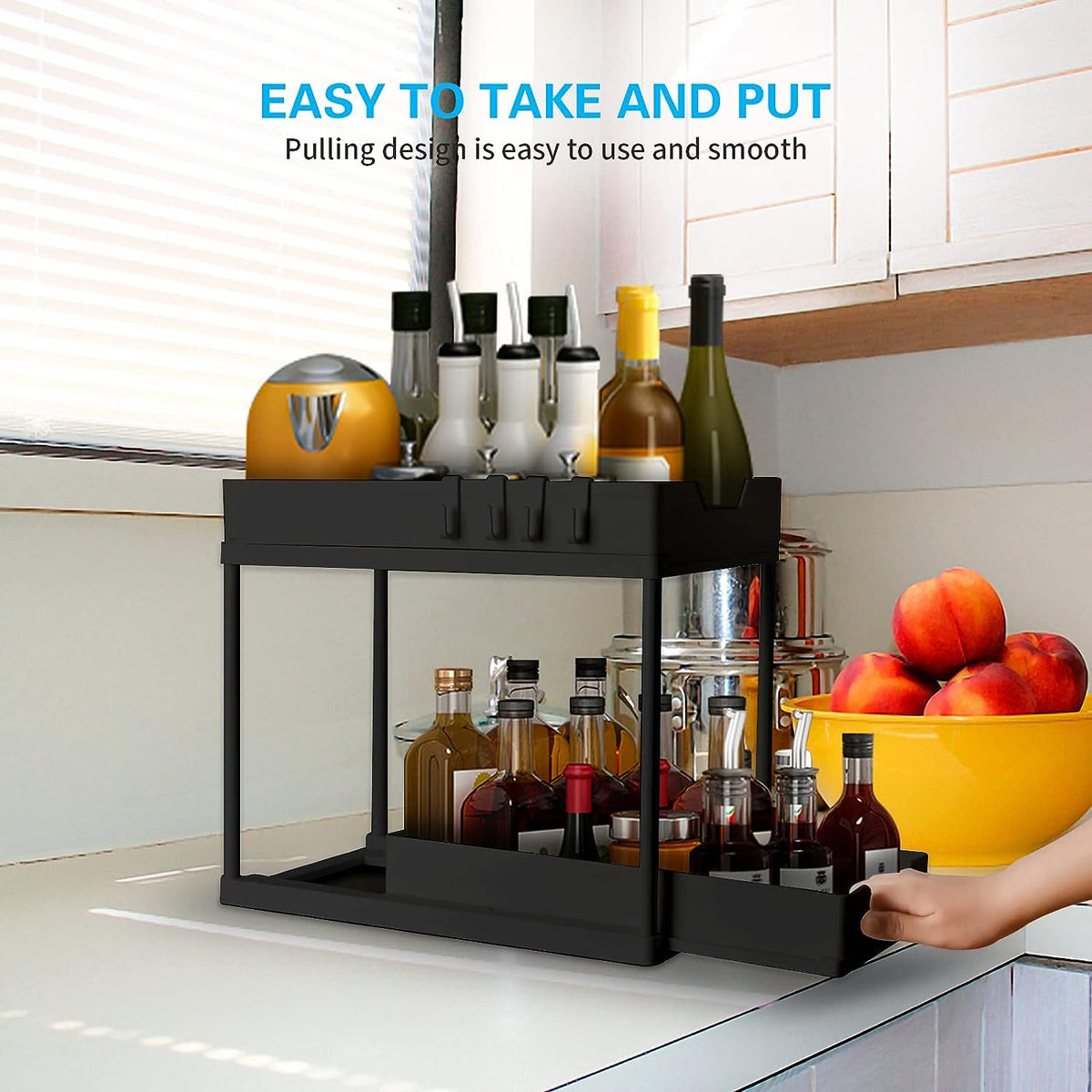 Double-Layer Multifunction Kitchen Storage Rack, Kitchen Storage Holder Sliding Seasoning Shelf Home Accessories