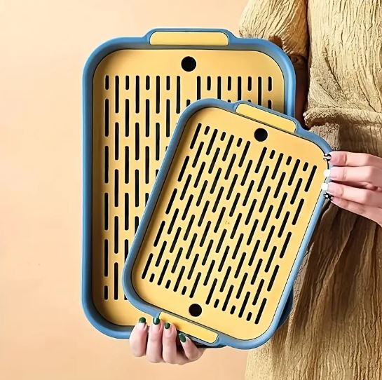 Double Layer Multi Purpose Plastic Dish Drain Tray