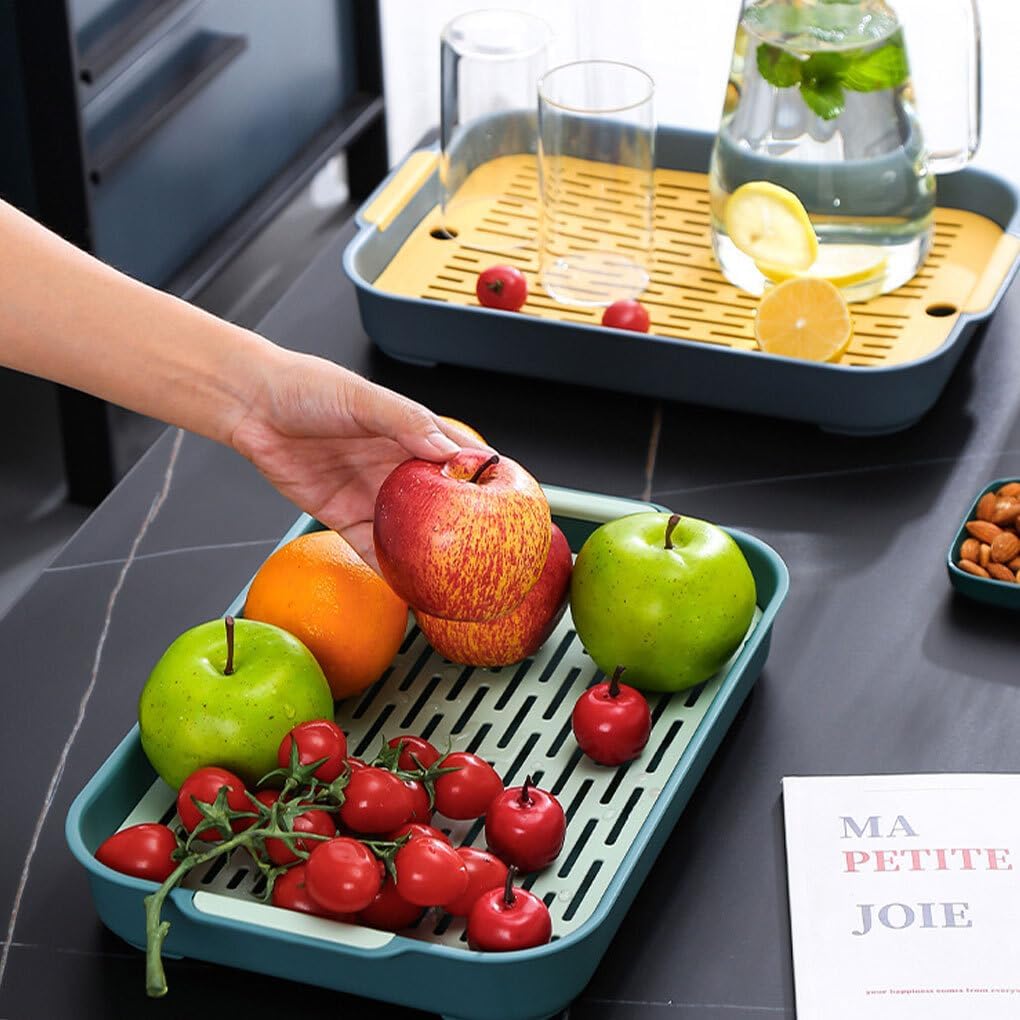 Double Layer Multi Purpose Plastic Dish Drain Tray