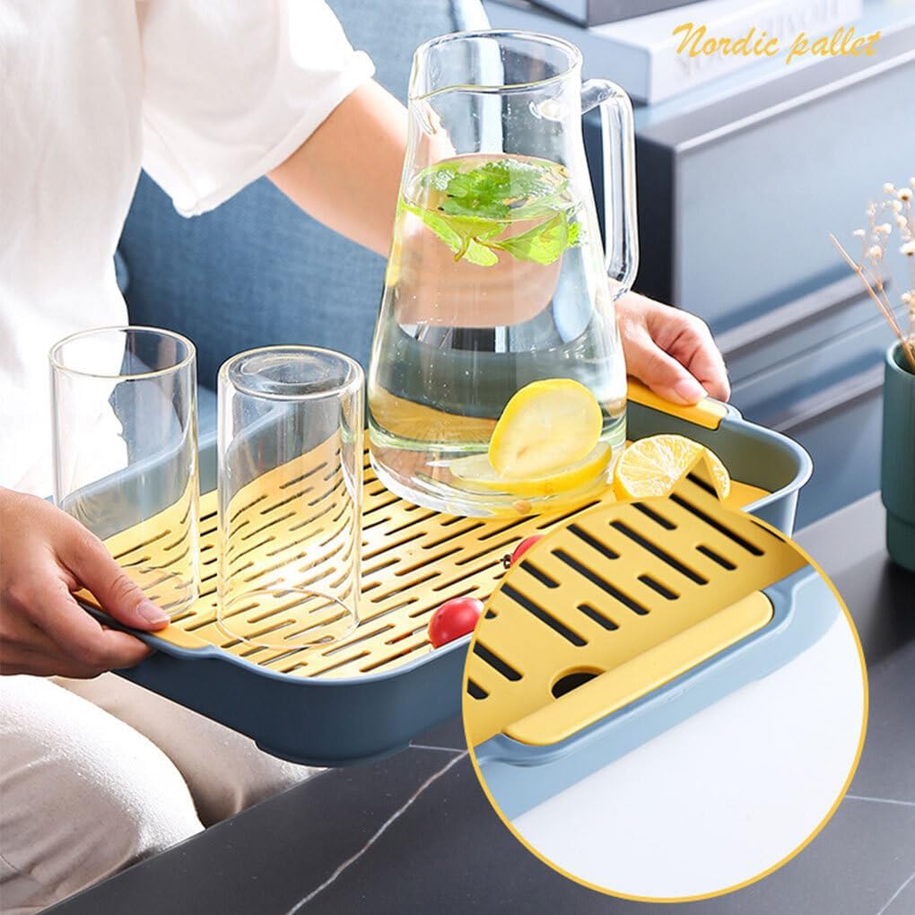Double Layer Multi Purpose Plastic Dish Drain Tray