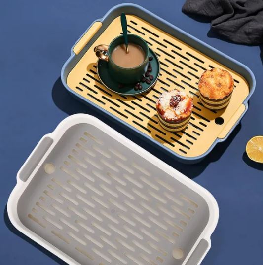 Double Layer Multi Purpose Plastic Dish Drain Tray