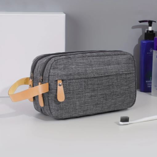 Men's Canvas Double Zipper Travel Toiletry Bag