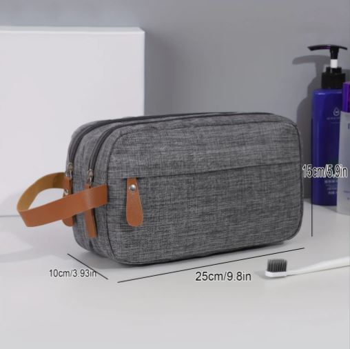 Men's Canvas Double Zipper Travel Toiletry Bag