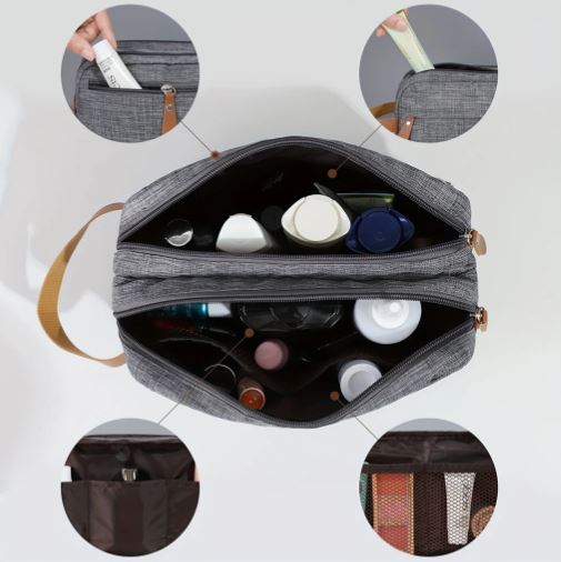 Men's Canvas Double Zipper Travel Toiletry Bag