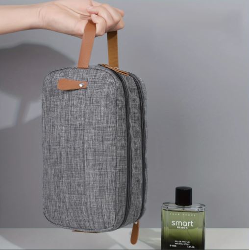 Men's Canvas Double Zipper Travel Toiletry Bag