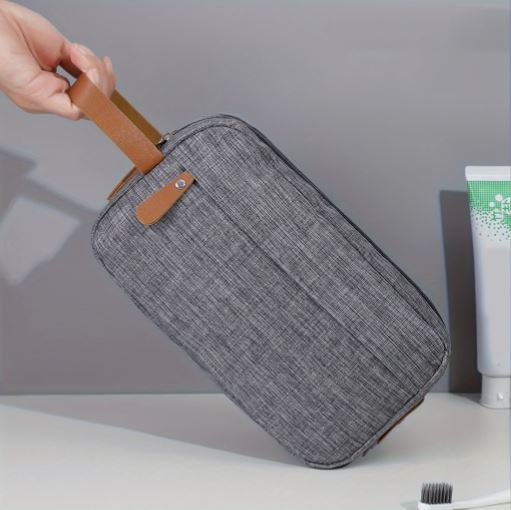 Men's Canvas Double Zipper Travel Toiletry Bag