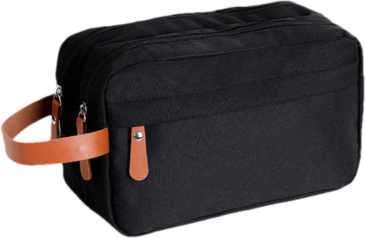 Men's Canvas Double Zipper Travel Toiletry Bag