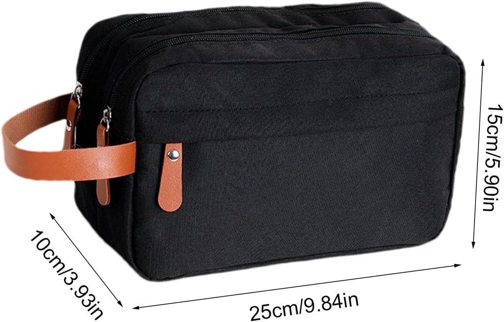 Men's Canvas Double Zipper Travel Toiletry Bag