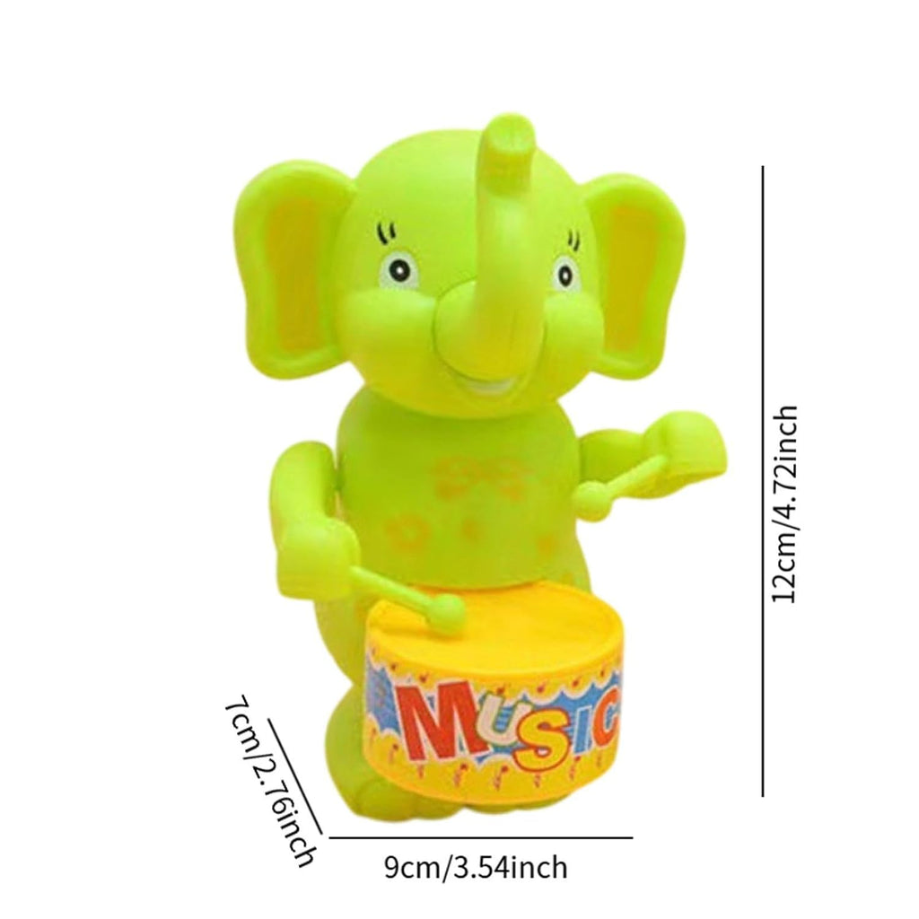Drumming Toy Clockwork Powered Animal Drum Toy for Kids for 3+ Year Old Kids Elephant