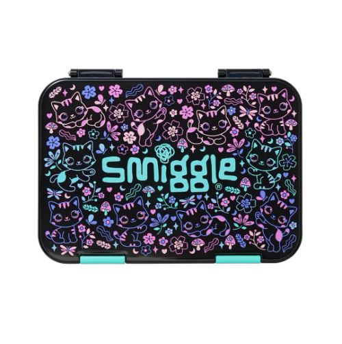 Smiggle - Eclipse Black Mix 4 Compartment Bento Lunch Box for Kids – BPA-Free, Durable & Eco-Friendly