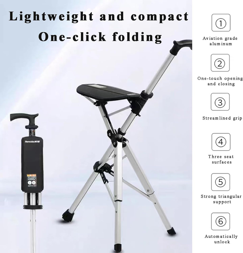 Elderly People's Crutch Stool, Non-Slip, Lightweight, Multifunctional Cane Chair