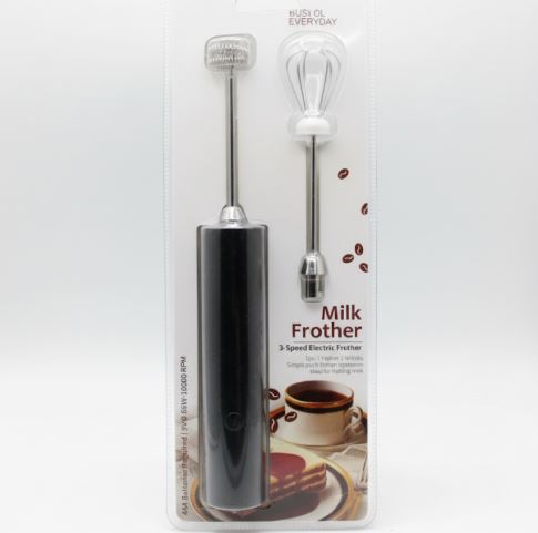 3-Speed Electric Milk Frother & Drink Mixer with 2 Interchangeable Whisks