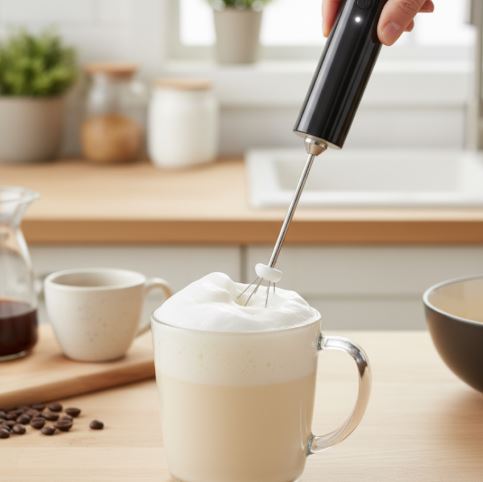 3-Speed Electric Milk Frother & Drink Mixer with 2 Interchangeable Whisks