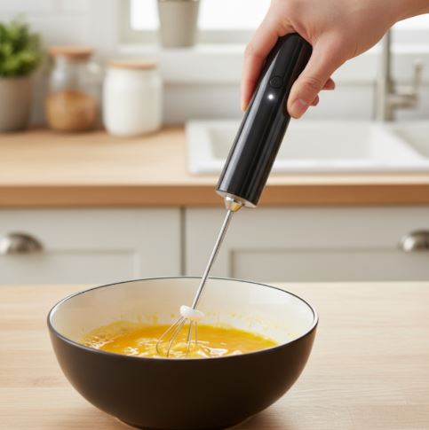 3-Speed Electric Milk Frother & Drink Mixer with 2 Interchangeable Whisks