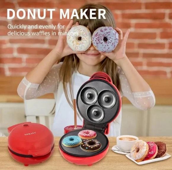 Electric Mini Donut Maker Machine With Double-Sided Heating And Non-Stick Coating